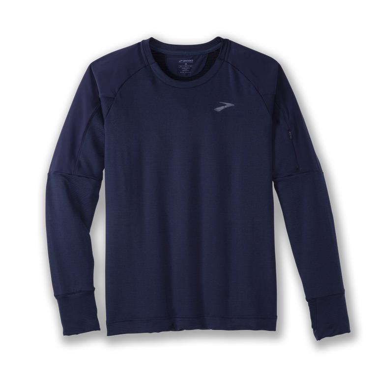 Brooks Notch Thermal Long Sleeve Running Shirt - Men's - Navy (12948-XDOR)